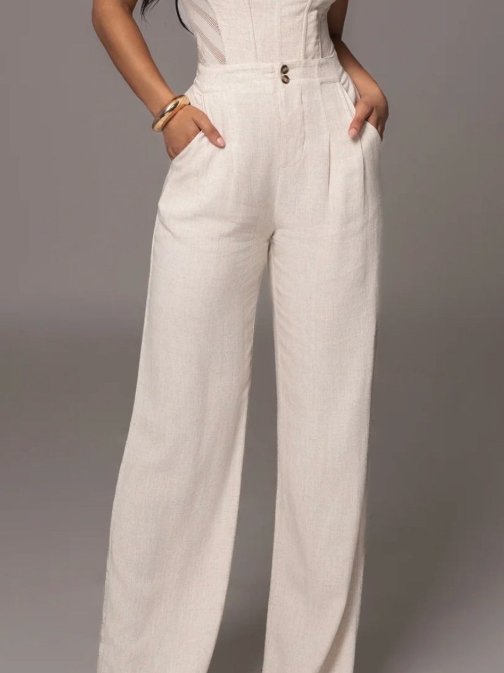 Jluxlabel Thea Linen Pants in Beige